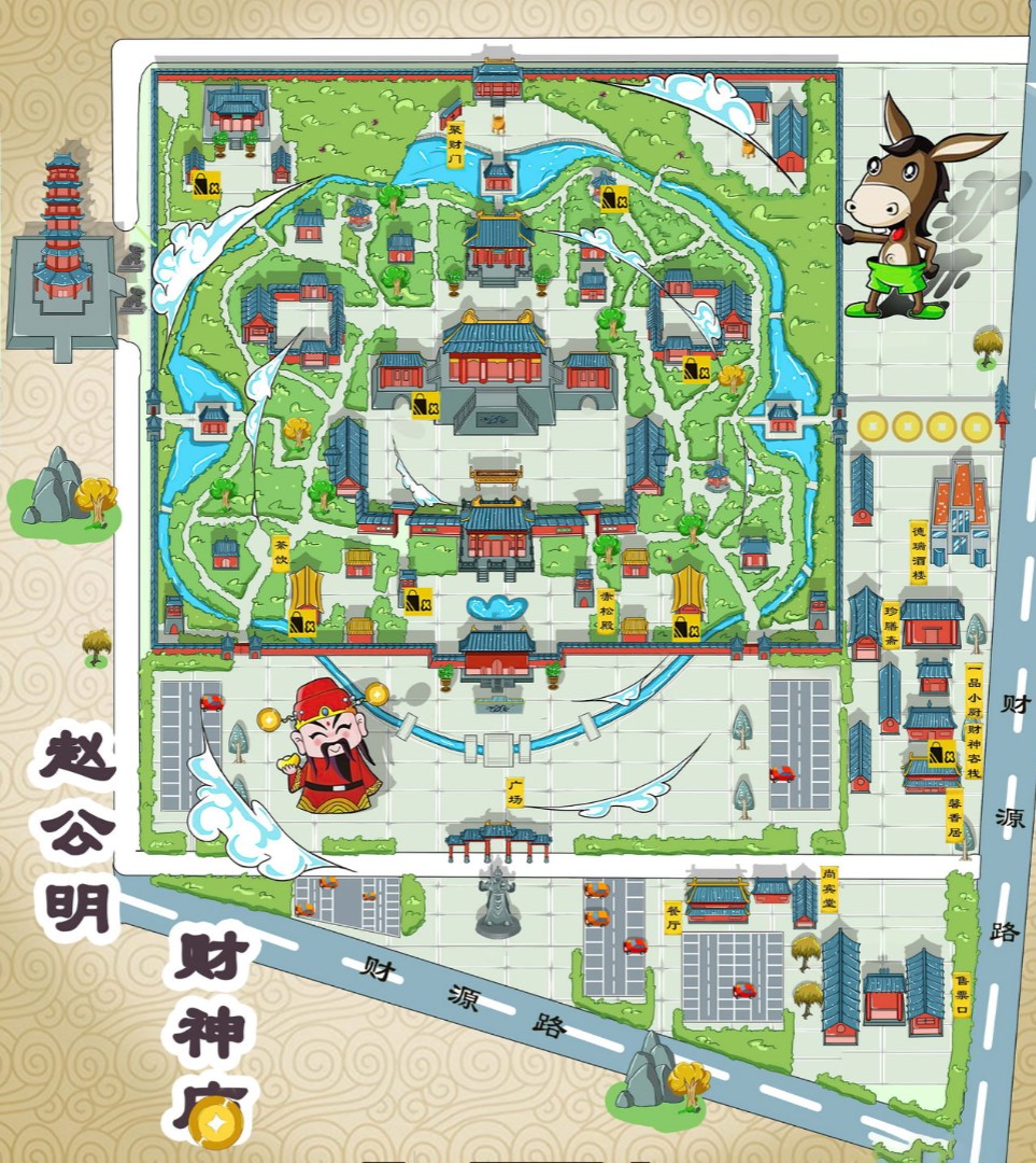 翰林镇寺庙类手绘地图